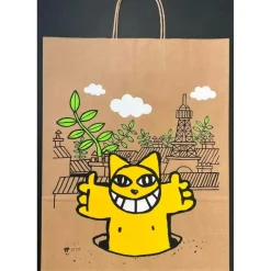 M.CHAT (Thoma Vuille) - Sérigraphie sur sac "Paris verte" 44x35cm - 2022
