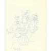 MENTOR Blasco - Dessin original à l'encre "Vase de fleurs" 27x21cm - 1963