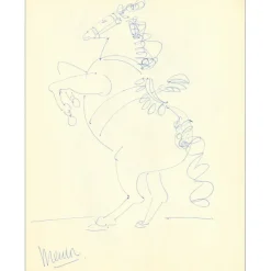 MENTOR Blasco - Dessin original à l'encre "Le cheval cabré" 27x21cm - 1963