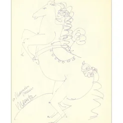 MENTOR Blasco - Dessin original à l'encre "Cheval cabré" 27x21cm - 1963