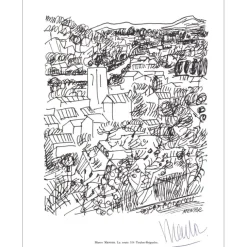 MENTOR Blasco - Lithographie signée au crayon "La route 554 Toulon/Brignoles" 27x21cm - 1961