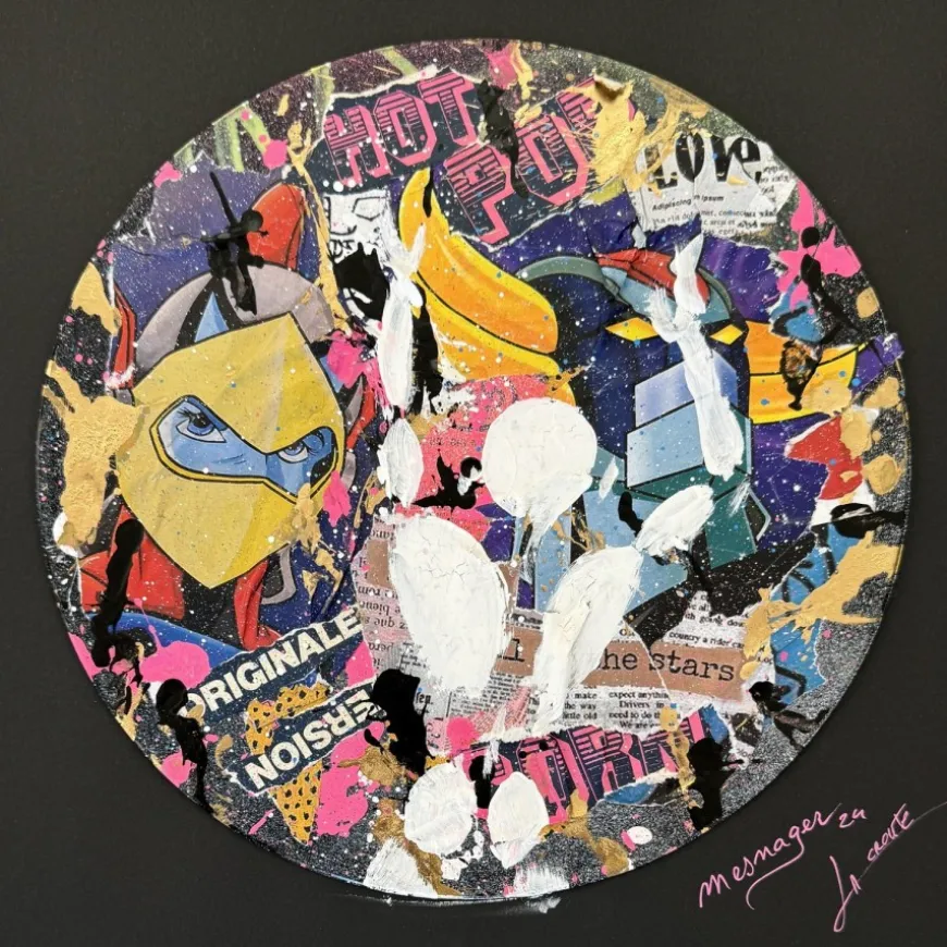 MESNAGER Jérôme - Peinture "L'homme blanc x Goldorak" 35x35cm - 2024