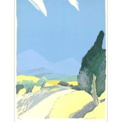 MÜHL Roger - Lithographie originale "Route en Provence" 75x56cm