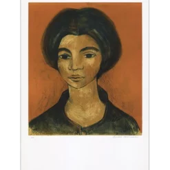 MINAUX André - Lithographie originale "Portrait de femme" 65x47cm - 1960