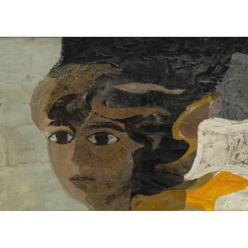 MINAUX André - Peinture originale à la gouache "Portrait de femme" 63x48cm - 1964
