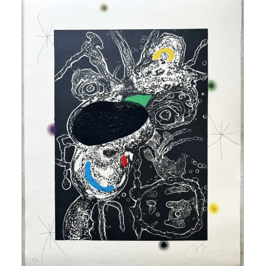 MIRO Joan - Gravure originale au carborundum "Espriu III" 89x70cm - 1975