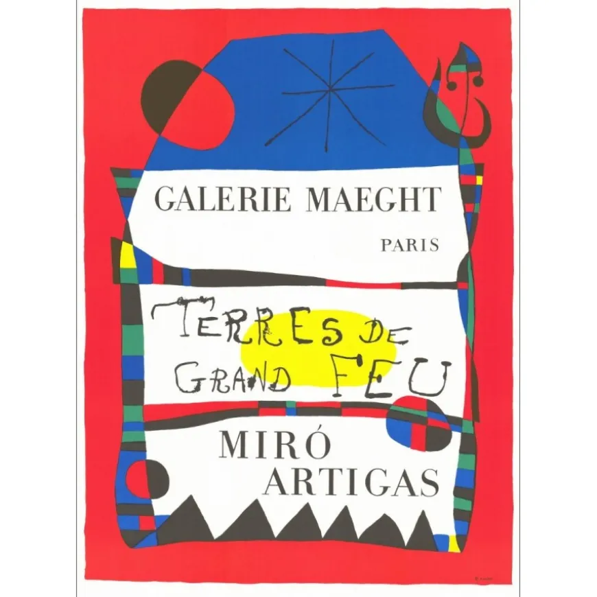 MIRO Joan - Lithographie "Exposition Galerie Maeght, Terre de Grand Feu, Paris" 75x52cm - 1966