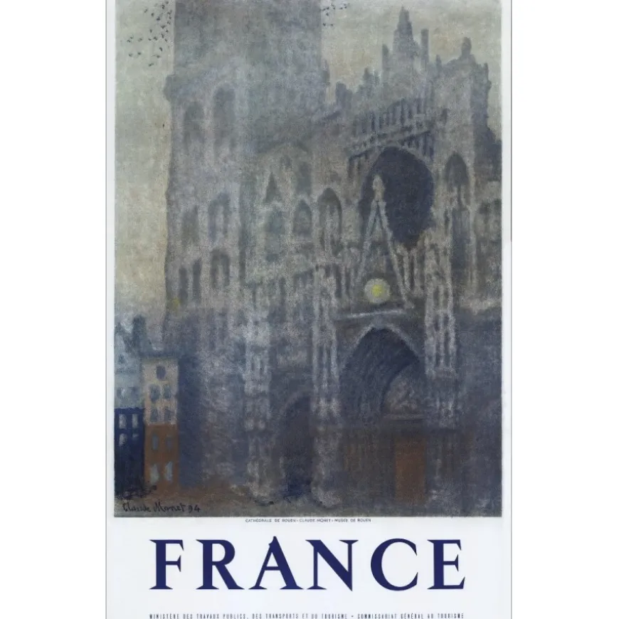 MONET Claude - Lithographie "France, La Cathédrale de Rouen" 100x62cm - 1950
