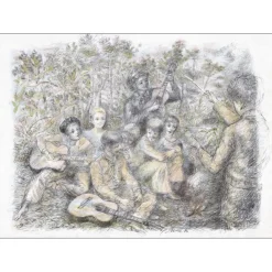 MORETTI Lucien Philippe - Lithographie originale "Musique en campagne" 54x76cm - 1975