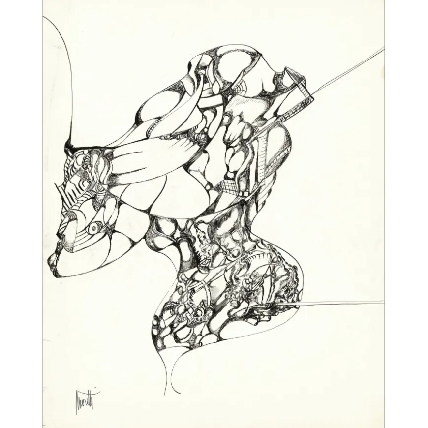 MORETTI Raymond - Dessin original à l'encre "Composition GD03" 65x50cm