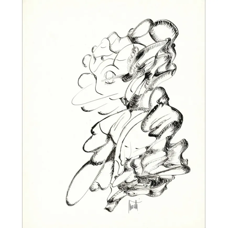 MORETTI Raymond - Dessin original à l'encre "Composition GD04" 65x50cm