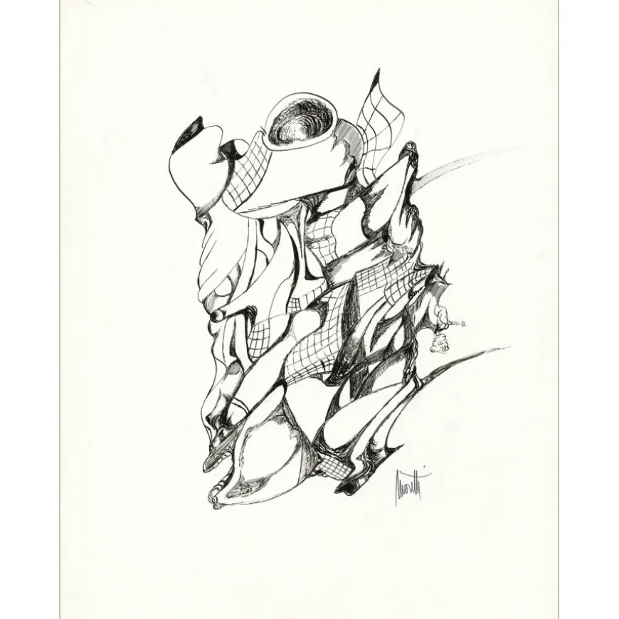 MORETTI Raymond - Dessin original à l'encre "Composition GD06" 65x50cm