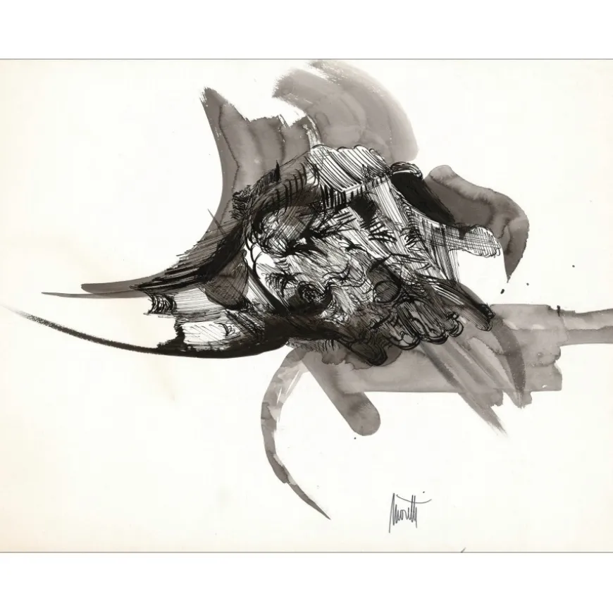 MORETTI Raymond - Dessin original à l'encre "Composition GD12" 45x58cm