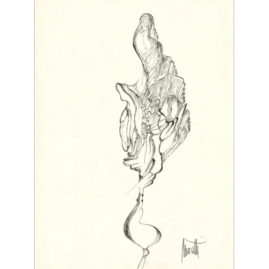 MORETTI Raymond - Dessin original à l'encre "Composition PT01" 42x30cm