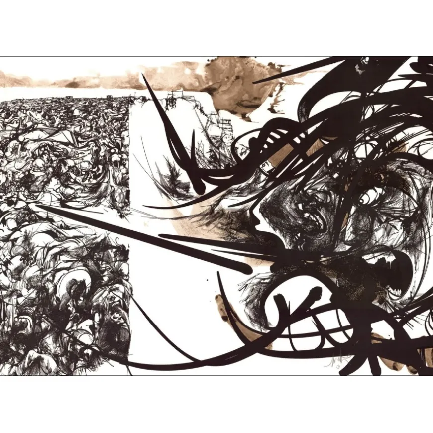 MORETTI Raymond - Lithographie originale "Composition 11" 52x75cm - 1982