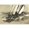 MOULY Marcel - Lithographie originale "Voiliers en mer" 14x22cm - 1968