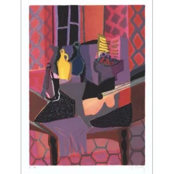 MOULY Marcel - Lithographie originale "Nature morte à la lucarne" 63x46cm