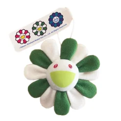 MURAKAMI Takashi - Porte-clés en peluche Motif fleur 7,6 cm - Vert et blanc - 2022