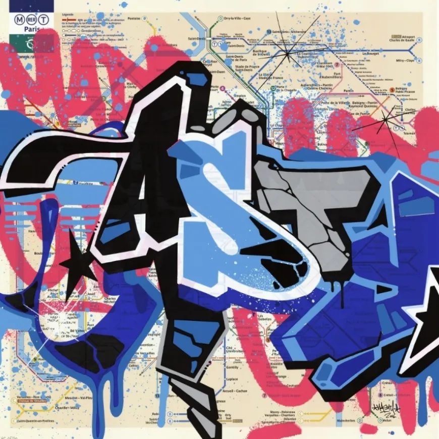 NASTY - Sérigraphie originale "Grand Plan de Metro, Paris" 65x65cm - 2016