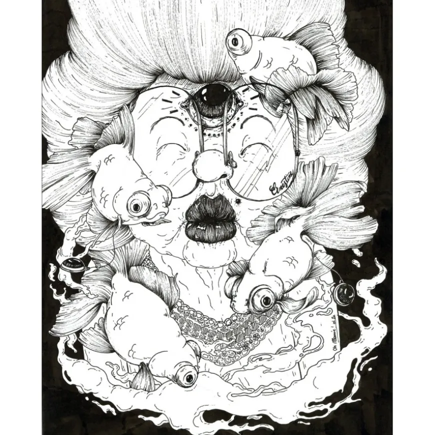 OH MAMIE! - Dessin original "Ernestine" 39x30cm