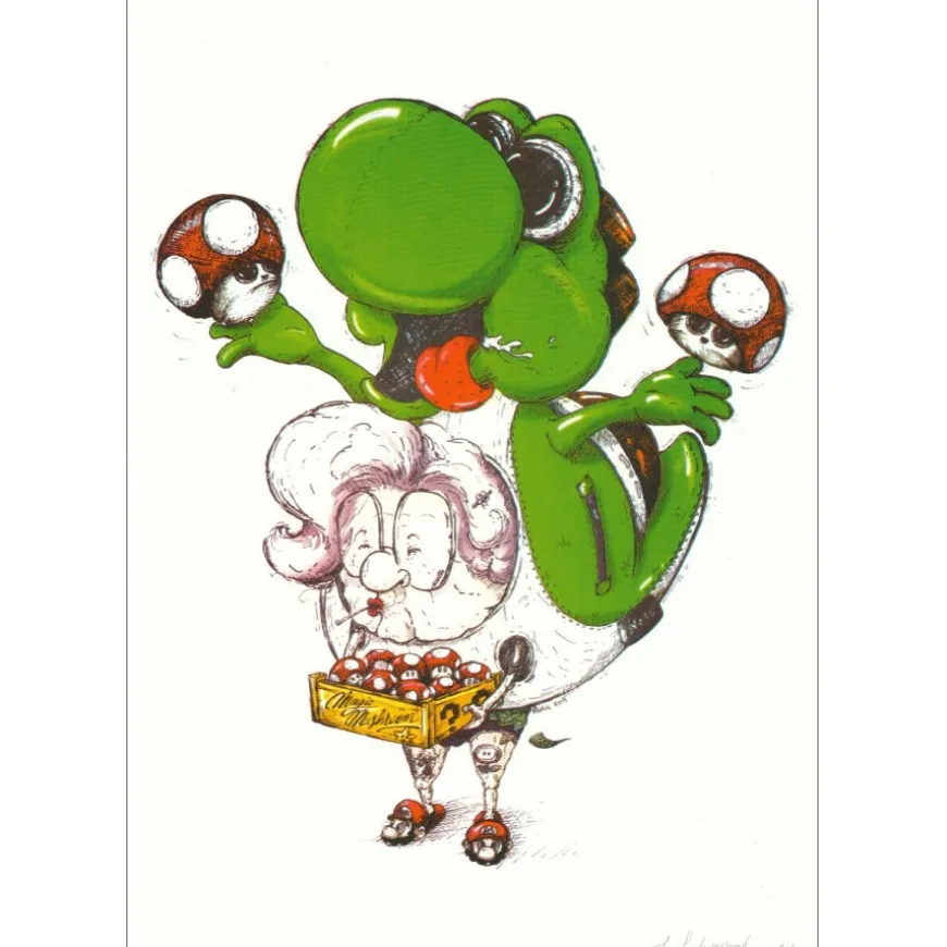 OH MAMIE! - Sérigraphie originale "Magic Mushrooms" 50x35cm