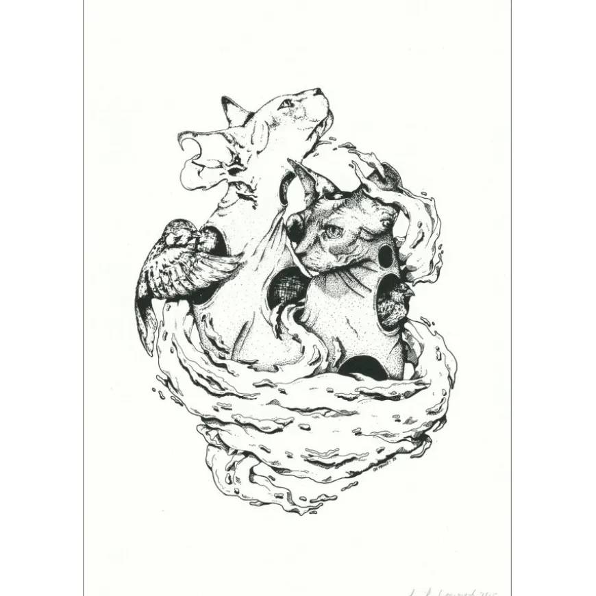OH MAMIE! - Sérigraphie originale "Minous" 50x35cm