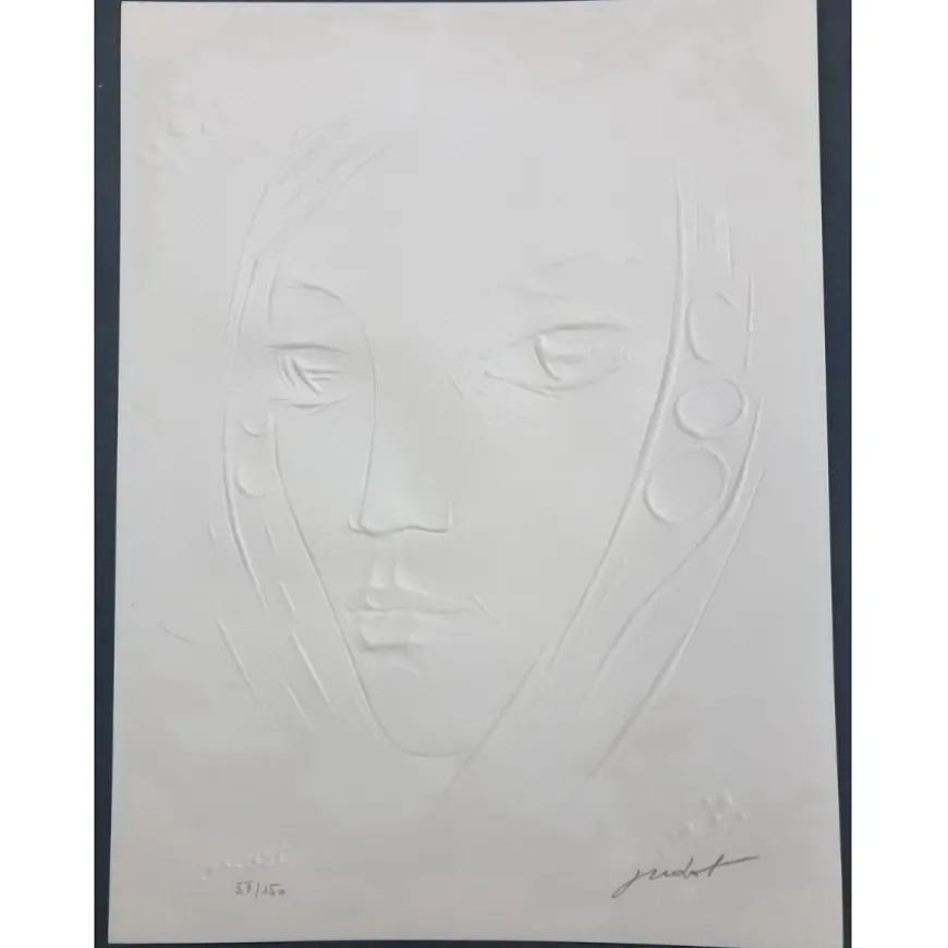 OUDOT Roland - Empreinte originale "Portrait de Femme " 40x30cm - 1988
