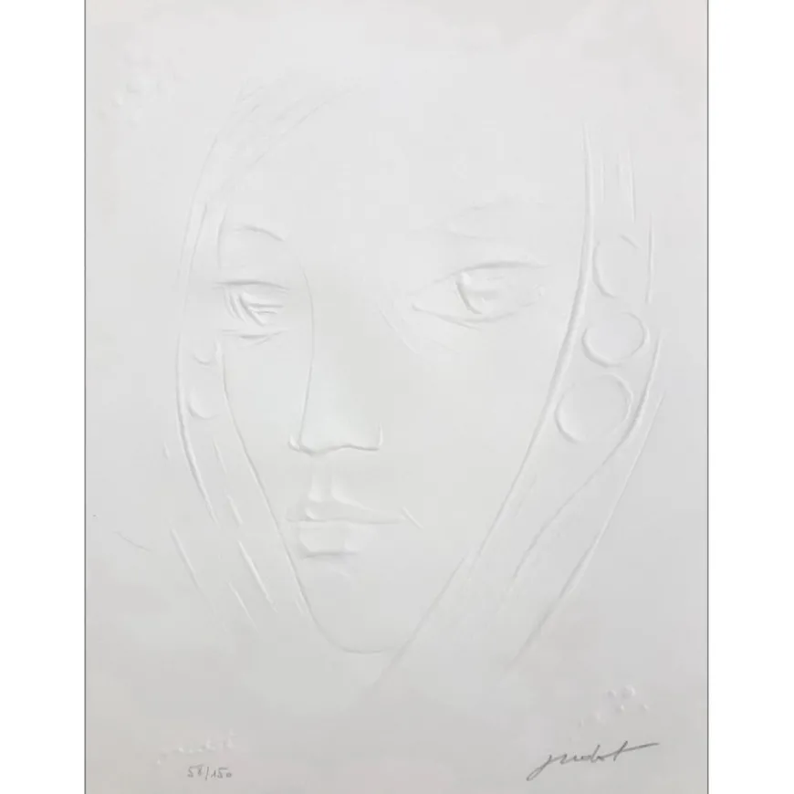 OUDOT Roland - Empreinte originale "Portrait de Femme " 40x30cm - 1988