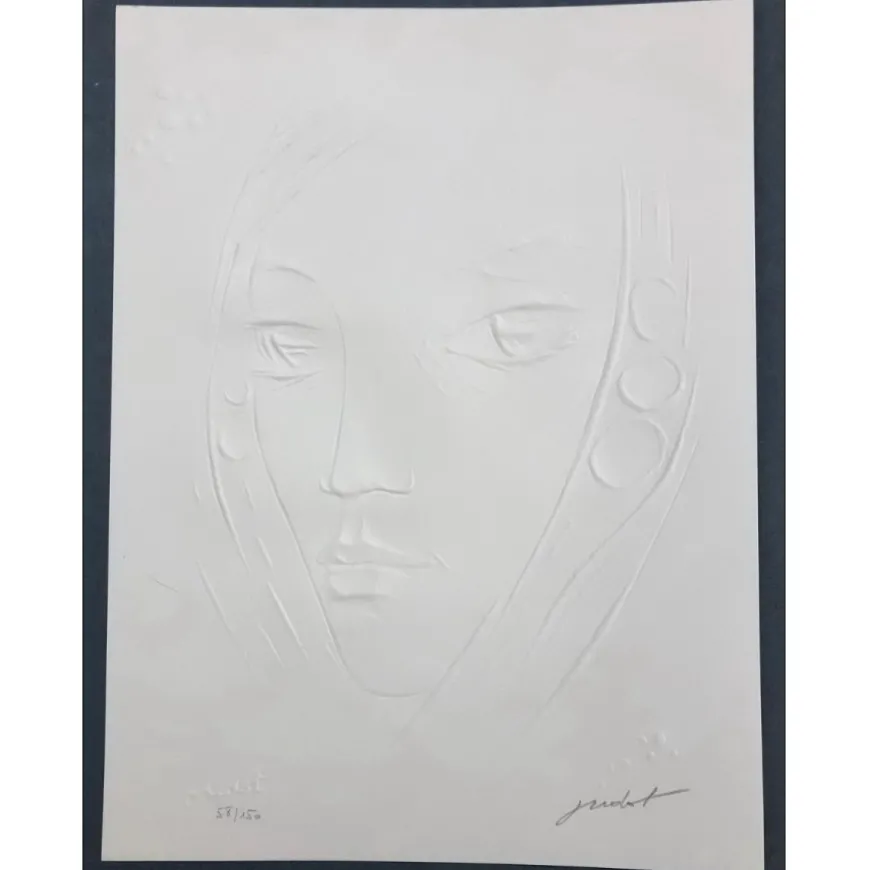 OUDOT Roland - Empreinte originale "Portrait de Femme " 40x30cm - 1988