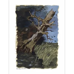 OUDOT Roland - Lithographie originale "Le chêne et le roseau" 38x28cm - 1961