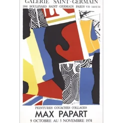 PAPART Max - Lithographie "Exposition Galerie St Germain, Paris" 78x50cm - 1974