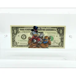 PAZBLANDINA - Dessin original sur Dollar $ "Picsou" 6,6x15,6cm - 2025