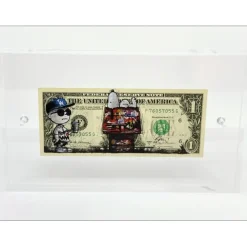 PAZBLANDINA - Dessin original sur Dollar $ "Snoopy" 6,6x15,6cm - 2025
