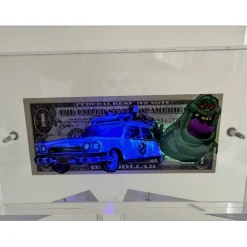 PAZBLANDINA - Dessin original sur Dollar $ "Ghostbuster" 6,6x15,6cm - 2024