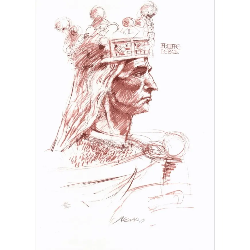 PECNARD Jacques - Lithographie originale "Philippe le Bel" 56x38cm