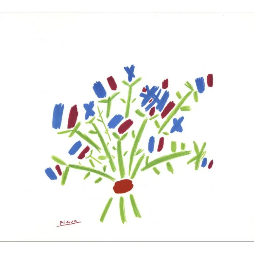PICASSO Pablo - Lithographie "Le petit bouquet" 40x47cm - Vers 1970