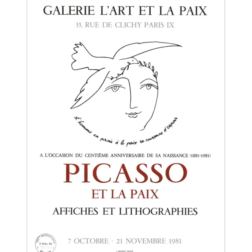 PICASSO Pablo - Lithographie "Picasso et la Paix" 65x48cm - 1981 - Edition numérotée !