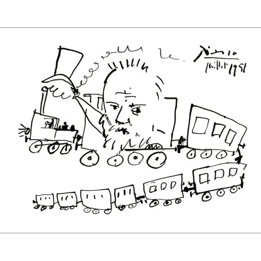 PICASSO Pablo - Lithographie "Victor Hugo et le voyage" 32x44cm