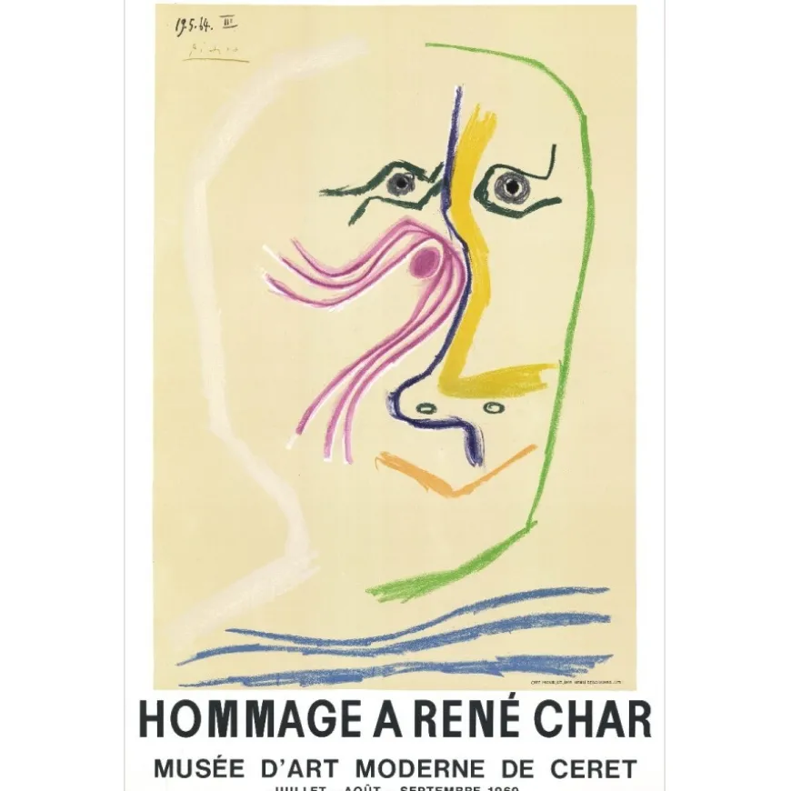 PICASSO Pablo - Lithographie "Exposition Hommage à René Char, Ceret" 78x52cm - 1969