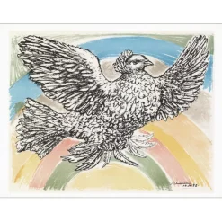 PICASSO Pablo - Lithographie "Colombe à l'arc en Ciel" 28x38cm - 1952
