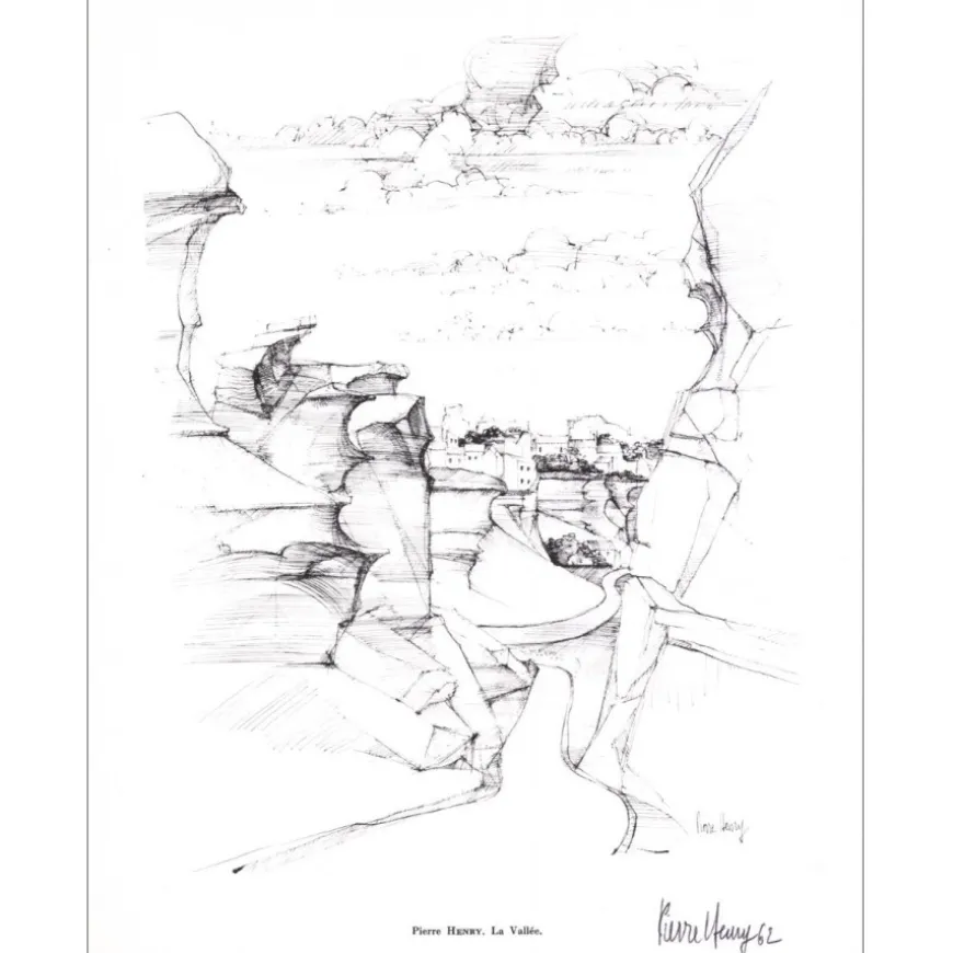 PIERRE-HENRY - Lithographie signée au crayon "La vallée" 27x21cm - 1961