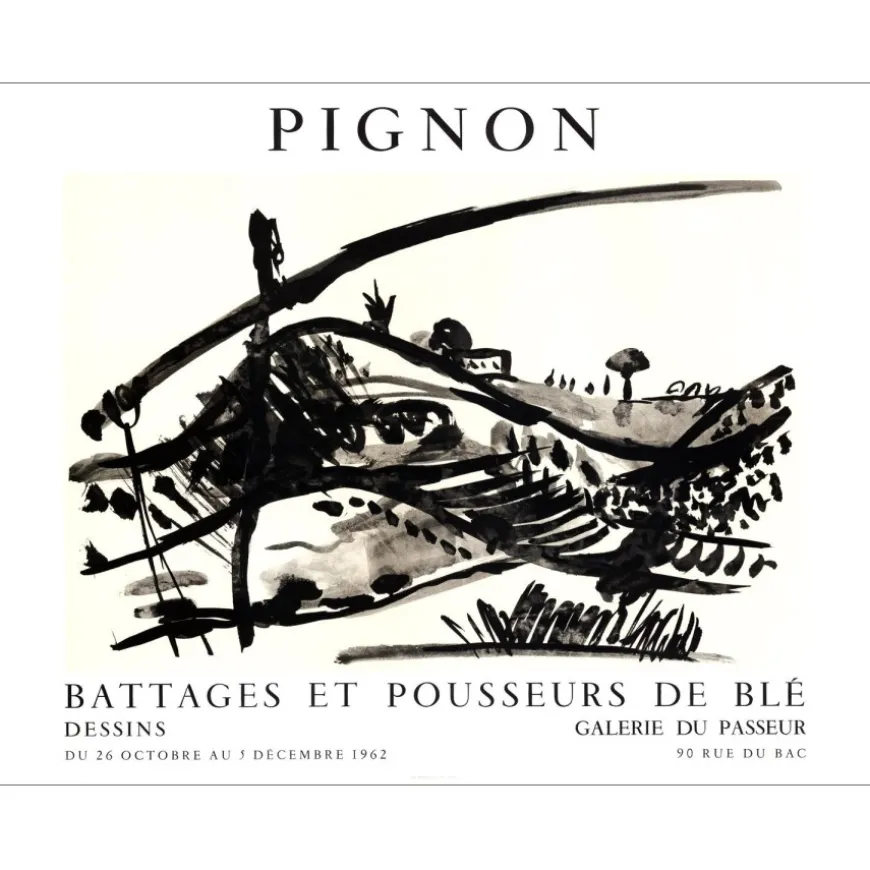 PIGNON Édouard - Lithographie "Exposition Galerie du passeur, Paris" 50x65cm - 1962