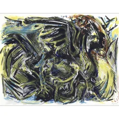 PIGNON Édouard - Lithographie originale "Composition, le combat de coqs" 56x76cm - 1967