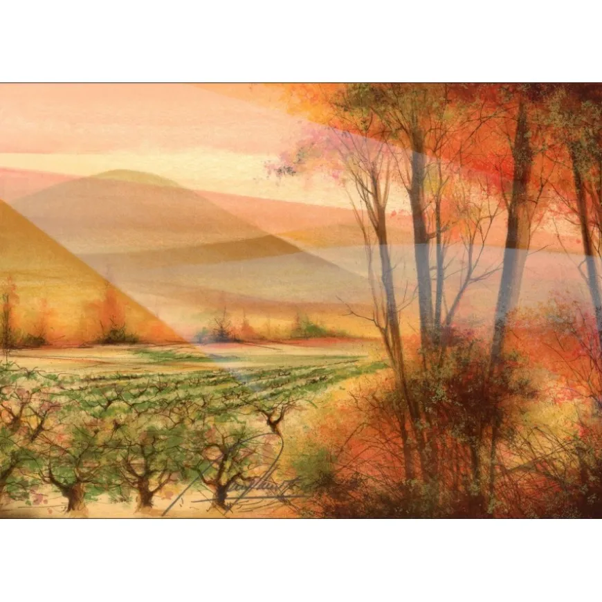 POULET Raymond - Lithographie originale "Les vignes" 37x55cm