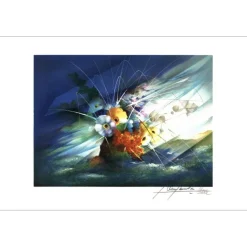 POULET Raymond - Lithographie originale "Bouquet sur la falaise" 38x56cm
