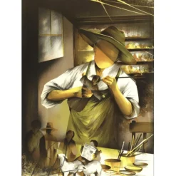 POULET Raymond - Lithographie originale "Le Santonnier" 37x27cm - 1984