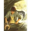 POULET Raymond - Lithographie originale "Le Maréchal-Ferrant" 37x27cm - 1984