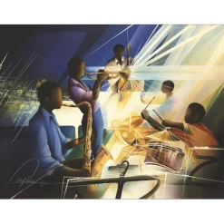 POULET Raymond - Lithographie originale "Miles Davis et son orchestre" 56x76cm