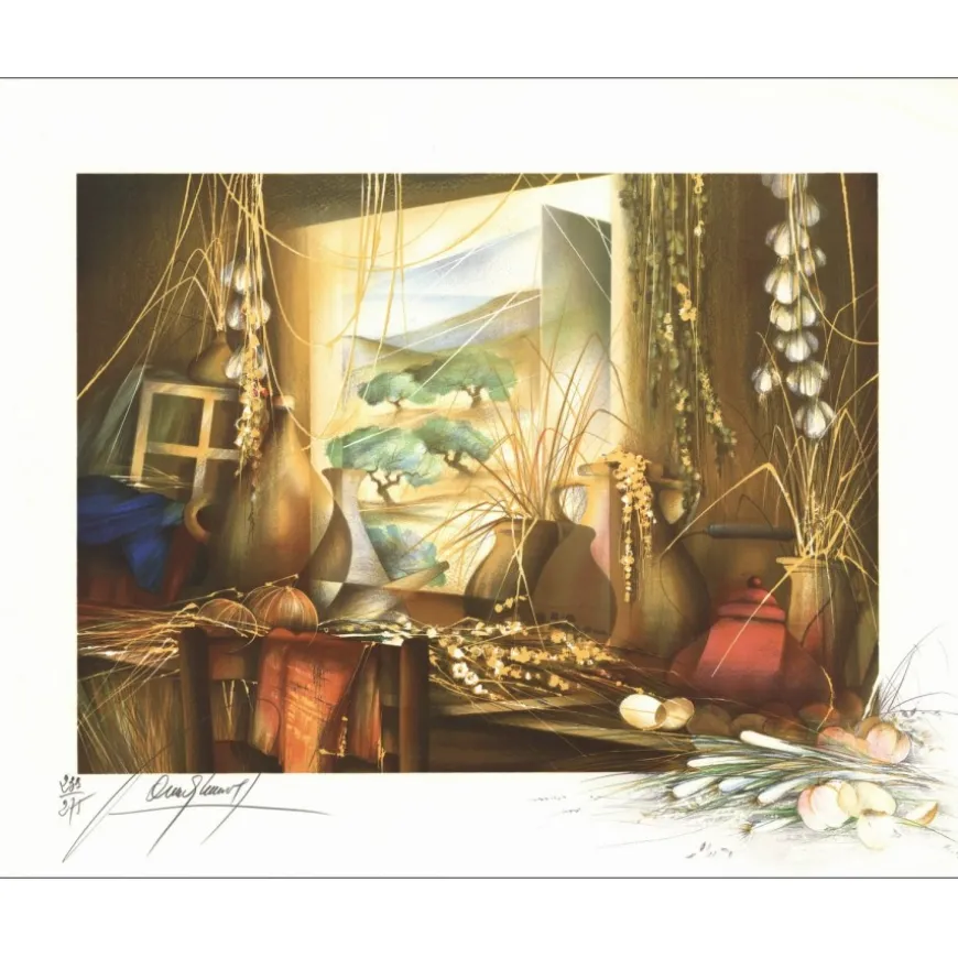POULET Raymond - Lithographie originale "Atelier de l'Artiste" 48x55cm