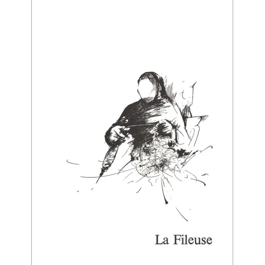 POULET Raymond - Lithographie originale "La Fileuse" 37x27cm - 1984